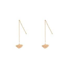 Boucles d'Oreilles Feuilles de Ginkgo en Plaquées Or Jaune - Naïades