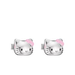 Boucles d'Oreilles Hello Kitty Nœud Rose en Plaqué Argent & Émail - H2365-M06-7 - Thomas Sabo