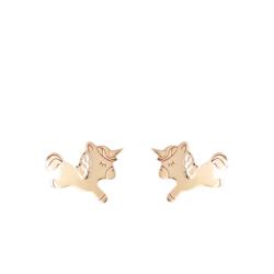 Boucles d'Oreilles Licorne Gallopant en Or Jaune 375 - Bambins