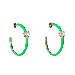PROMO Boucles d'Oreilles Love Parade Dorées & Email Vert, Diamètre 4 cm - J19AVI25 - Chiara Ferragni OCARAT.COM BIJOUTERIE N°1