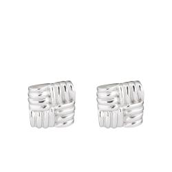 Boucles d'Oreilles Manhattan Carrées Texturées en Argent 925 - Una Storia