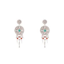 PROMO Boucles d'Oreilles Paramor Argentées & Strass et Imitations Turquoise - Hipanema OCARAT.COM BIJOUTERIE N°1