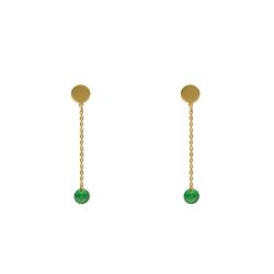 Boucles d'Oreilles Pendantes en Or Jaune 375 & Cristaux Verts - Ocarat