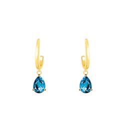 Boucles d'Oreilles Pendantes en Or Jaune 375 ou 750 & Topaze Bue London - Aurora