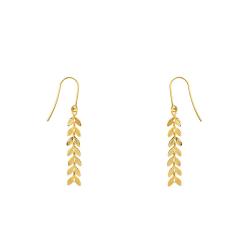 Boucles d'Oreilles Pendantes Feuilles de Laurier en Plaqué Or Jaune - Naïades