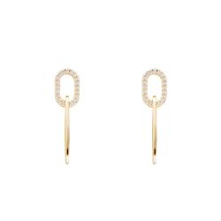 Boucles d'Oreilles Pendantes Ovales Sully en Plaqué Or & Oxydes de Zirconium - Emanessence
