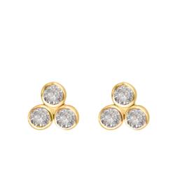 Boucles d'Oreilles Triangle en Or Jaune 375 & Triples Cristaux Blancs - Ocarat