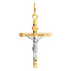 Christ Croix Moderne en 2 Ors 750, Dimension 11 x 20 mm - Emanessence