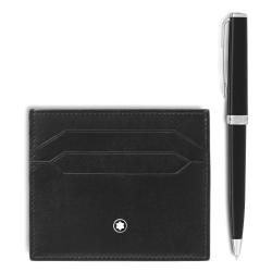 Coffret avec un stylo-bille PIX noir et un porte-cartes 6cc en cuir Meisterstück - Montblanc