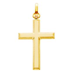 Croix Bords Biseautés en Or Jaune 750, Dimension 18 x 30 mm - Emanessence