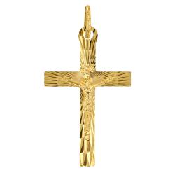 Croix Christ Ciselée en Or Jaune 375, Dimension 20 x 35 mm - Ocarat