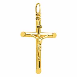 Croix Christ en Or Jaune 750, Dimension 21 x 40 mm - Emanessence