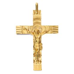 Croix Christ Solaire en Or Jaune 750, Dimension 30 x 42 mm - Lucas Lucor
