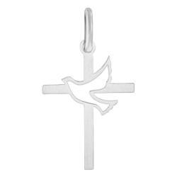 Croix Colombe Ajourée 30 mm, Or blanc - Lucas Lucor