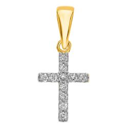 Croix en 2 Ors 375 & Diamants de Synthèse 0,05 ct - Lumiosa