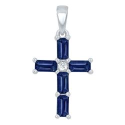 Croix en Or Blanc 375 ou 750 & Diamant et Saphirs - Orphée