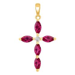 Croix en Or Jaune 375 & Diamant et Rubis - Orphée