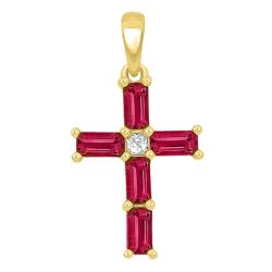 Croix en Or Jaune 375 ou 750 & Diamant et Rubis - Orphée