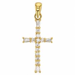 Croix Oxydes de Zirconium en Plaqué Or, Dimensions 16 x 30 mm - Ocarat