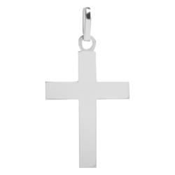 Croix Plate Simple en Or Blanc 375 ou 750 - Emanessence