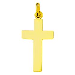 Croix Plate Simple en Or Jaune 750 - Emanessence