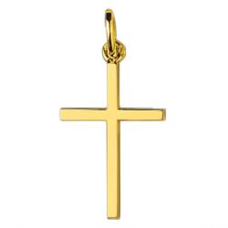 Croix Section Carrée en Or Jaune 750, Dimension 20 x 33 mm - Emanessence