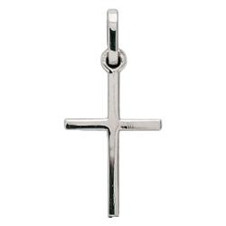 Croix Section Carrée Plate en Or Blanc - Emanessence