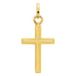 Croix Simple Sablée en Or Jaune 375 - Ocarat