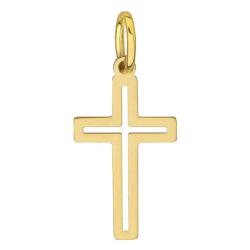 Pendentif Croix Ajourée Bords Arrondis en Or Jaune 750 - Vandona
