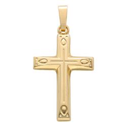 Pendentif Croix Creuse Ciselé en Or Jaune 375 - Vandona