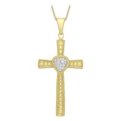 Pendentif Croix Crystalique en Or Jaune 375 & Oxydes de Zirconium - Emanessence