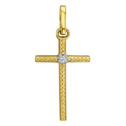 Pendentif Croix Diamantée en Or Jaune 750 - Joelli