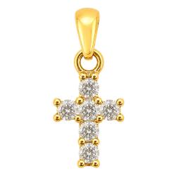 Pendentif Croix en Or Jaune 375 & Oxydes de Zirconium, Dimensions 10 x 6 mm - Bambins