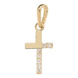 Pendentif Croix en Or Jaune 375 & Oxydes de Zirconium - Vandona