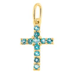 Pendentif Croix en Or Jaune 375 & Topaze - Aurora