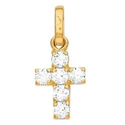 Pendentif Croix en Or Jaune 750 & 6 Oxydes de Zirconium - Vandona