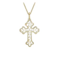 Pendentif Croix Filigrane en Or Jaune 375 - Emanessence