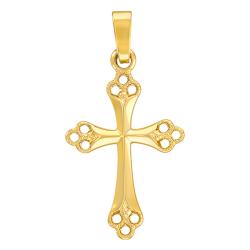 Pendentif Croix Orthodoxe Bords Fantaisie en Or Jaune 375 - Vandona
