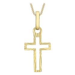 Pendentif Croix Soleillée en Or Jaune 375 - Emanessence