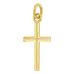 Pendentif Croix Striée en Or Jaune 750 - Vandona