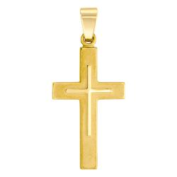 Pendentif Croix Superposée en Or Jaune 375 - Vandona