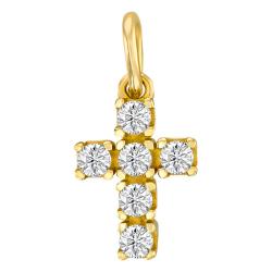 Pendentif Petite Croix en Or Jaune 375 & Oxydes de Zirconium - Vandona
