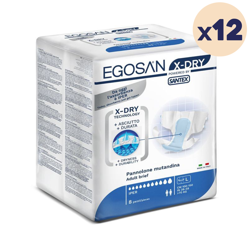 12 paquets - Change complet Slip X-Dry L Egosan - 96 unités