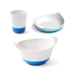 Assiette + Bol + Verre antidérapants Bleu