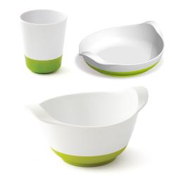 Assiette + Bol + Verre antidérapants Vert
