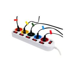 Bloc multiprise rallonge multicolore avec repères - Blanc - 29 cm