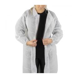 Blouse visiteur - surblouse non tissé PPSB blanc sans poche - fermeture velcro - 4 tailles - lot de 5 pièces - Taille : L - Blanc - L