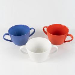 Bol antidérapant avec anses en porcelaine extra dure - Bleu - 12 cm