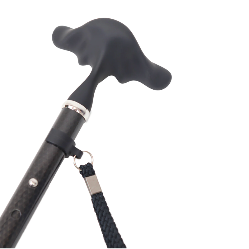 Canne de marche pliante en fibre de carbone avec poignée ergonomique - Noir - 155 à 185 cm
