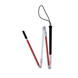 Canne de marche pliante pour mal-voyant - Blanc et rouge - 150 cm